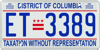 DC license plate ET3389