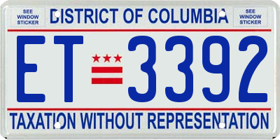 DC license plate ET3392