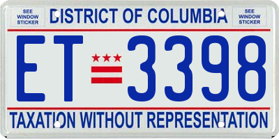 DC license plate ET3398