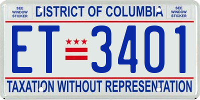 DC license plate ET3401