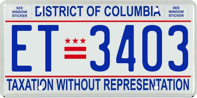 DC license plate ET3403