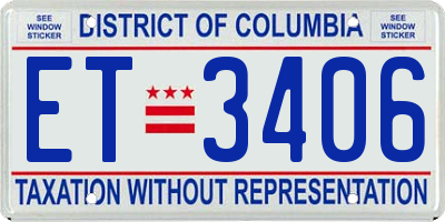 DC license plate ET3406