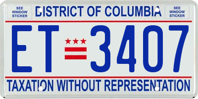 DC license plate ET3407