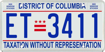 DC license plate ET3411