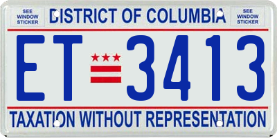 DC license plate ET3413
