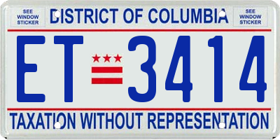 DC license plate ET3414