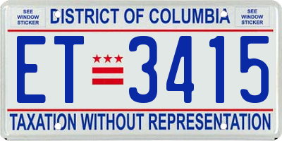 DC license plate ET3415