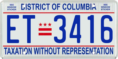 DC license plate ET3416