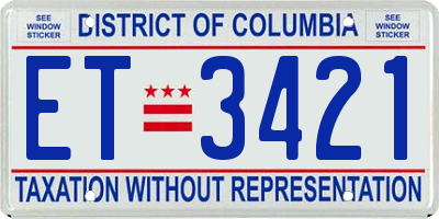 DC license plate ET3421