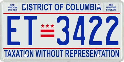 DC license plate ET3422