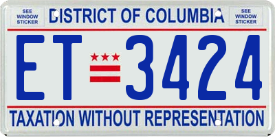 DC license plate ET3424