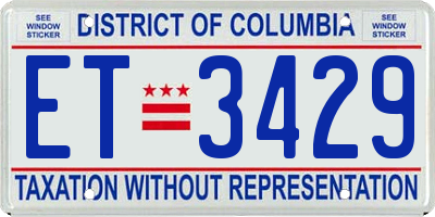 DC license plate ET3429