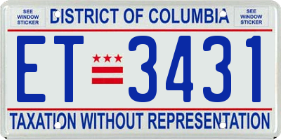 DC license plate ET3431