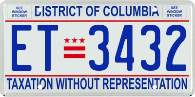 DC license plate ET3432