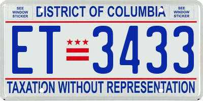 DC license plate ET3433