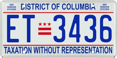 DC license plate ET3436