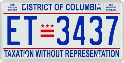 DC license plate ET3437