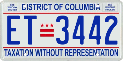 DC license plate ET3442