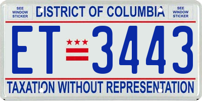 DC license plate ET3443