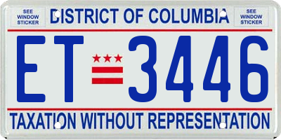 DC license plate ET3446