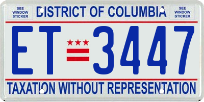 DC license plate ET3447
