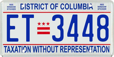 DC license plate ET3448