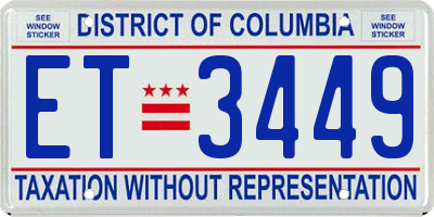 DC license plate ET3449