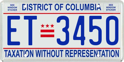 DC license plate ET3450