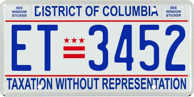 DC license plate ET3452