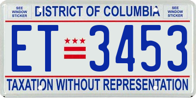 DC license plate ET3453