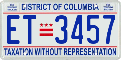 DC license plate ET3457