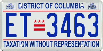 DC license plate ET3463