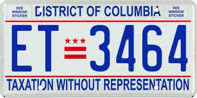 DC license plate ET3464