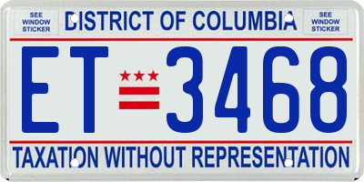 DC license plate ET3468