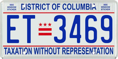 DC license plate ET3469