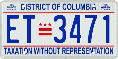 DC license plate ET3471