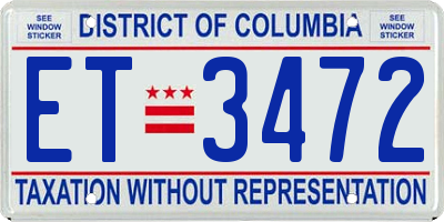DC license plate ET3472