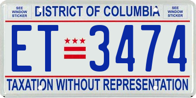DC license plate ET3474