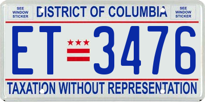 DC license plate ET3476