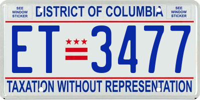 DC license plate ET3477
