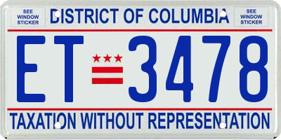 DC license plate ET3478