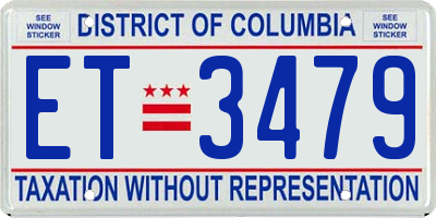 DC license plate ET3479