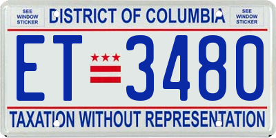 DC license plate ET3480