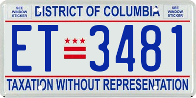 DC license plate ET3481