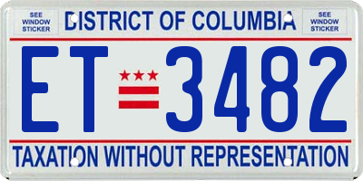 DC license plate ET3482