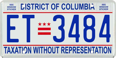 DC license plate ET3484