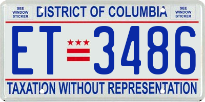 DC license plate ET3486