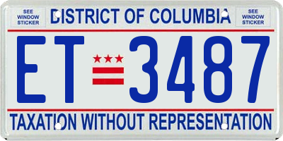 DC license plate ET3487