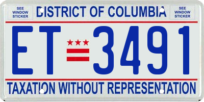 DC license plate ET3491