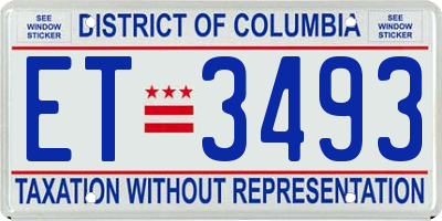 DC license plate ET3493